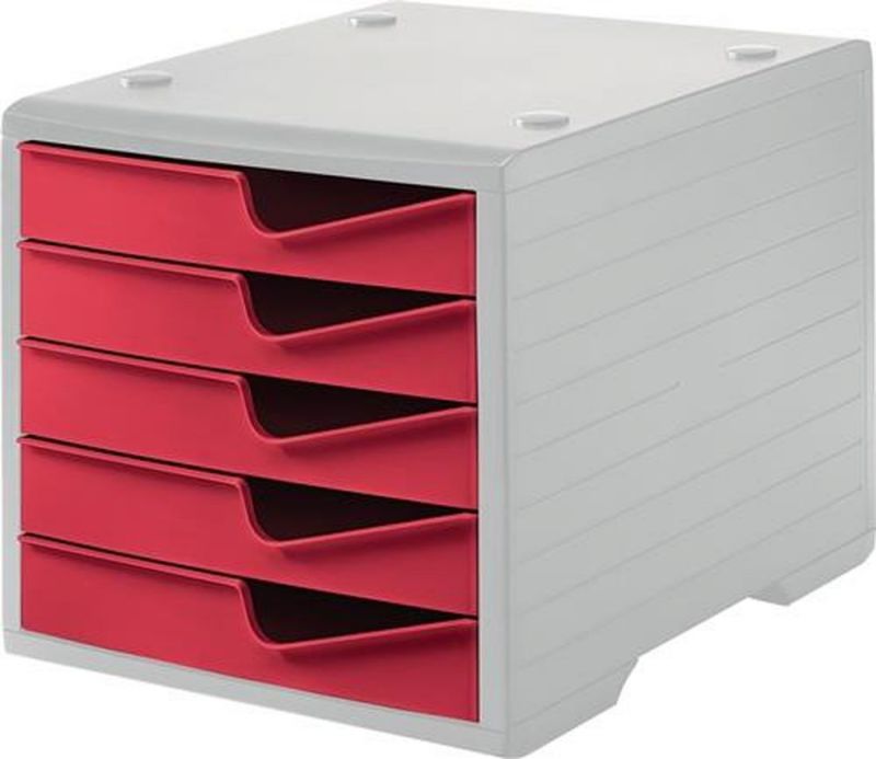 GRAF Ablagebox (5 Schubladen grau/cranberry / Polystyrol H255xB270xT340 mm) - 275-8430.2281