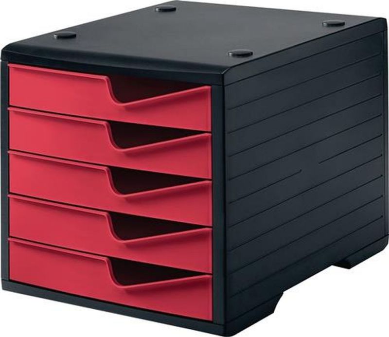 GRAF Ablagebox (5 Schubladen schwarz/cranberry / Polystyrol H255xB270xT340 mm) - 275-8430.2291