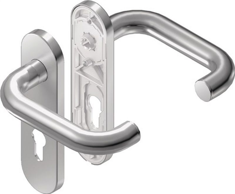 BKS Kurzschildgarnitur (Edelstahl EST / PZ abgerundet) - B-70010-00-0-8