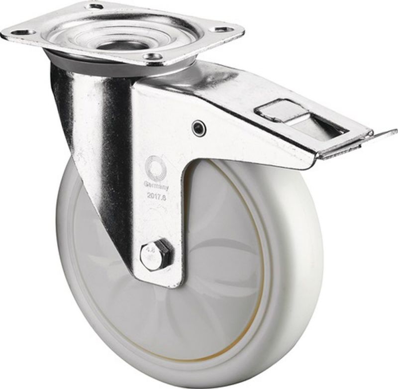 BS ROLLEN Lenkrolle mit Totalfeststeller (Rad-Ø 125 mm Tragfähigkeit 300 kg / mit Feststeller Kunststoff) - LSS420.B15.126