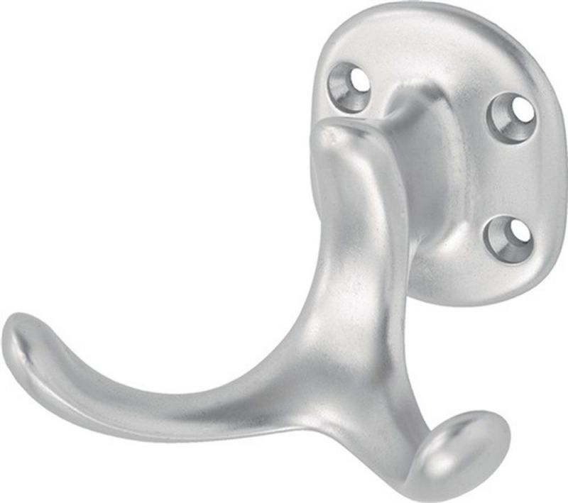 Hermeta Mantelhaken (zweifach Ausladung 60 mm / Aluminium silberfarbig eloxiert) - 0029-01E