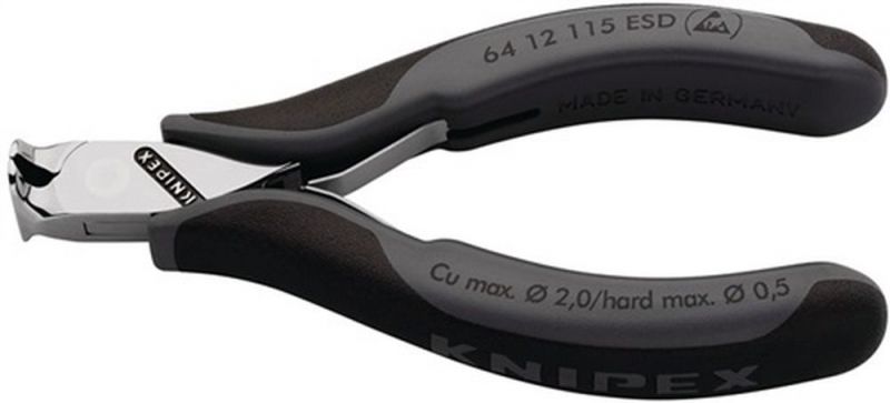 NW-KNIPEX Elektronikvornschneider (Länge 115 mm / Form 1 Facette ja, kleine spiegelpoliert) - 64 12 115 ESD