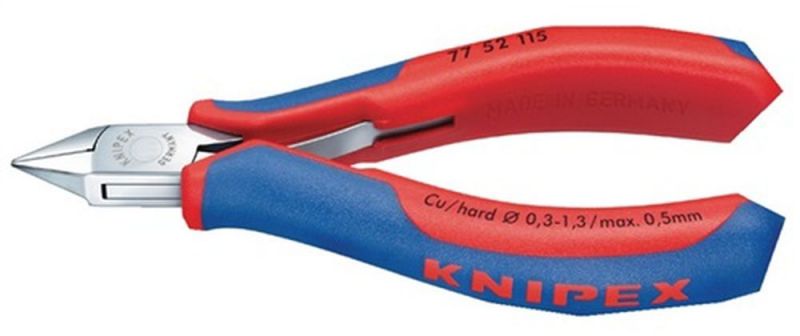 NW-KNIPEX Elektronikseitenschneider (Länge 115 mm Form 5 / Facette ja, klein Mehrkomponenten-Hüllen) - 77 52 115