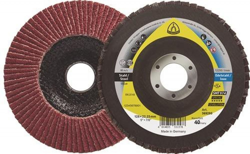 KLINGSPOR Fächerscheibe (Ø 125 mm Körnung 40 mm gewölbt / Stahl keramischer Korund / Inhalt: 10 Stück) - 369280
