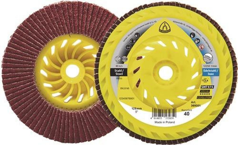 KLINGSPOR Fächerscheibe (Ø 125 mm Körnung 40 mm gewölbt 6° / Stahl keramischer Korund / Inhalt: 10 Stück) - 369301