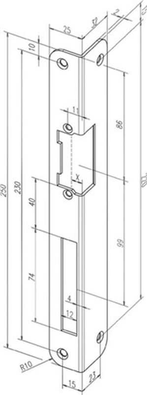 ASSA ABLOY Winkelschließblech (Edelstahl / rund) - 32435-05