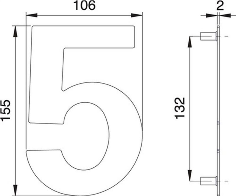 Dieckmann Hausnummer (Edelstahl matt / 150 mm Breite 106 mm) - 2505/0000/00