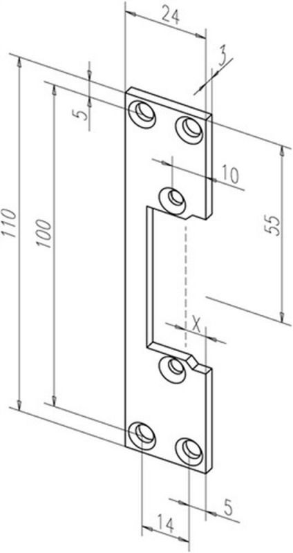 ASSA ABLOY Flachschließblech (Stahl verzinkt käntig / Breite 24 x Länge 110 mm) - -------10740-01
