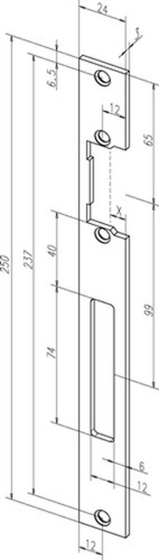 ASSA ABLOY Flachschließblech (Edelstahl matt käntig / Breite 24 x Länge 250 mm) - -------69035-01