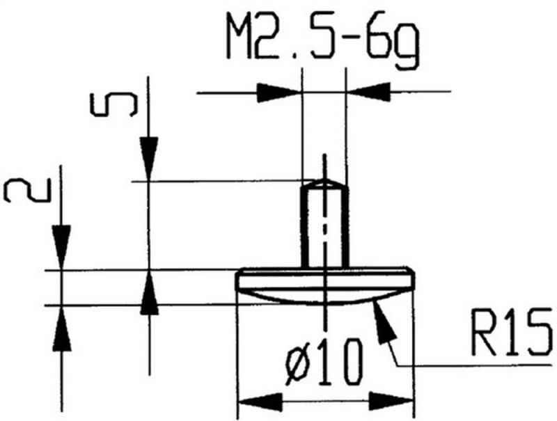 Käfer Messeinsatz (Ø 10 mm gewölbt Radius 15 / M2,5 Stahl) - 62008