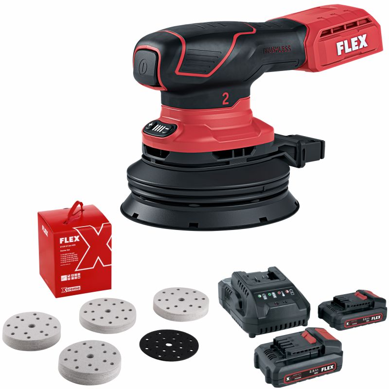 FLEX Akku-Exzenterschleifer 18 V + Schleifpapier ORE 2-125 18-EC C - 535933