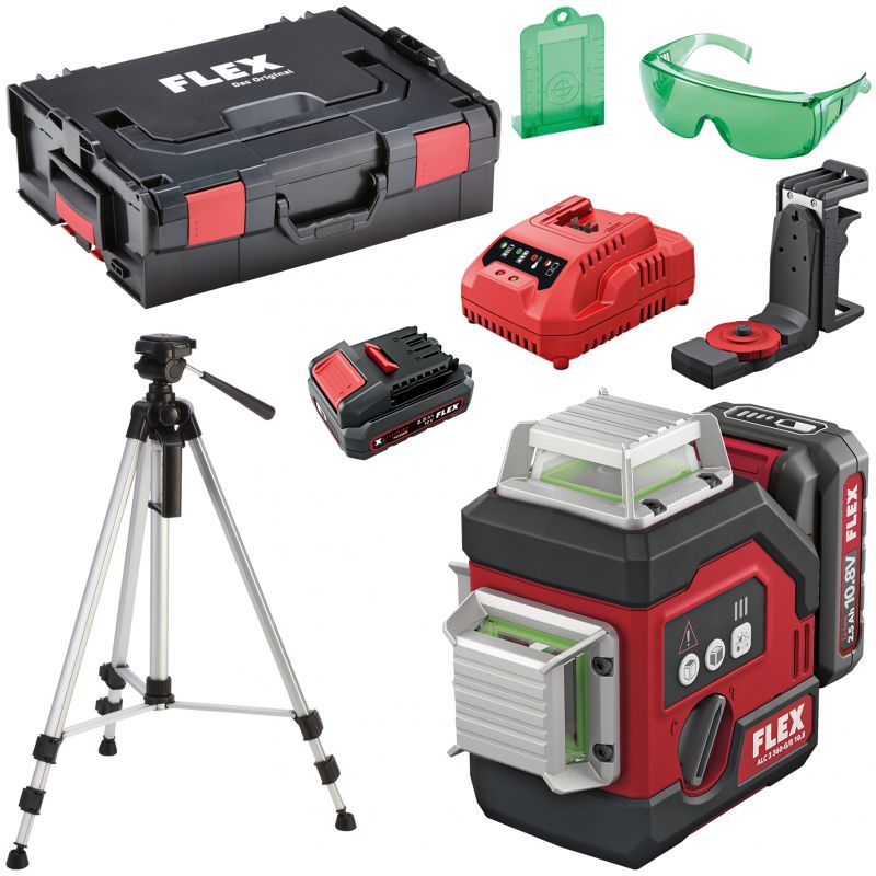 FLEX 360° Akku-Linienlaser + Stativ ALC 3/360-G/R 12 Set + LKS 65-170 F1/4 - 536617