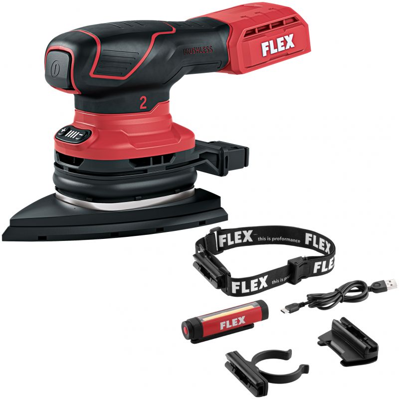 FLEX Akku-Deltaschleifer 18 V + Mehrzweck-Stirnlampe 4 V ODE 2-100 18-EC C + MWL 150 4 - 536624