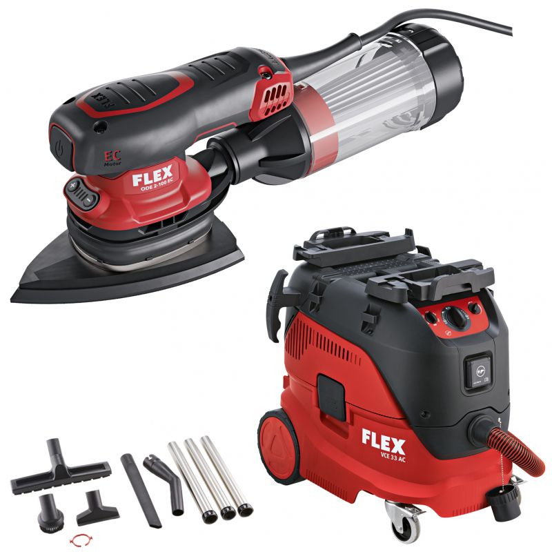 FLEX Deltaschleifer + Sicherheitssauger 30 l, Klasse M VCE 33 M AC-Set + ODE 2-100 EC - 536631