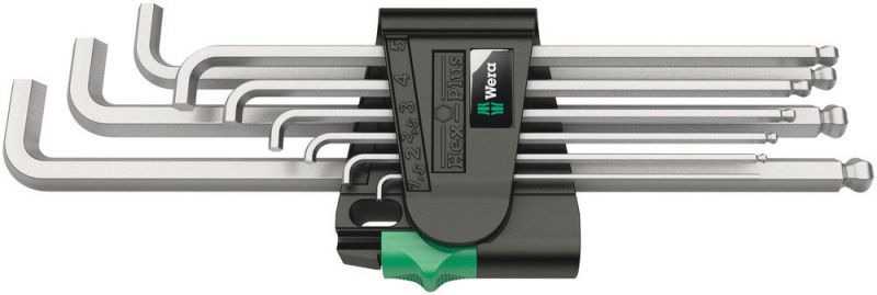 Wera 950/9 Hex-Plus 4 Winkelschlüsselsatz, metrisch, gestellverchromt, 9-teilig - 0513917