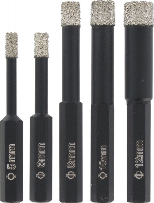 TRIUSO Diamant-Porzellan-Fliesenbohrer 5, 6, 8, 10, 12 mm - IZ57448