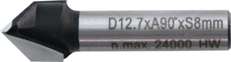 TRIUSO HM V-Nutfräser 12,7mm, Schriftenfräser zweischneidig - OBVNUT12