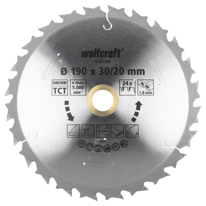 wolfcraft Akku-Kreissägeblatt HM Ø190x30/20 - 6347000