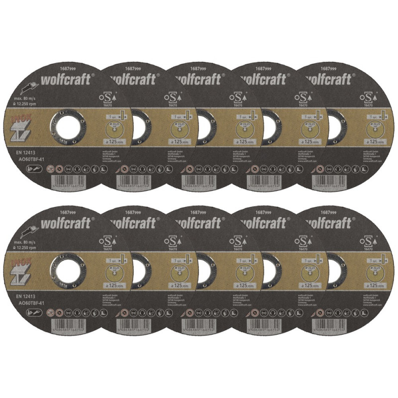 wolfcraft Trennscheiben Inox ø125x1,0x22,2mm Box (10 Stück) - 8463000