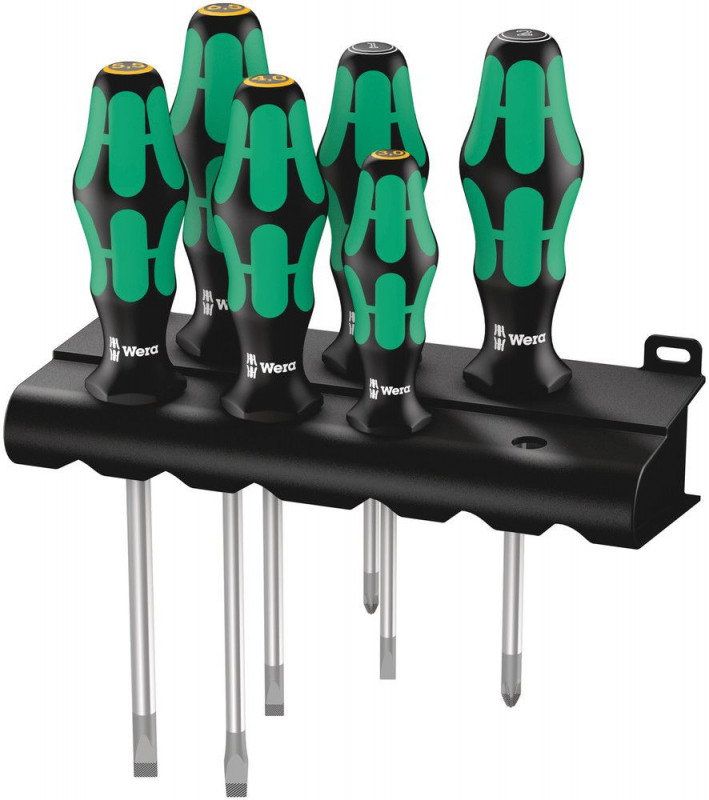 Wera 334/355/6 Rack Schraubendrehersatz Kraftform Plus Lasertip + Rack, 6-teilig - 05105656001