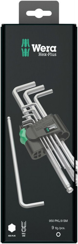 Wera 950/9 Hex-Plus 1 SB Winkelschlüsselsatz, metrisch, gestellverchromt, 9-teilig - 05073391001