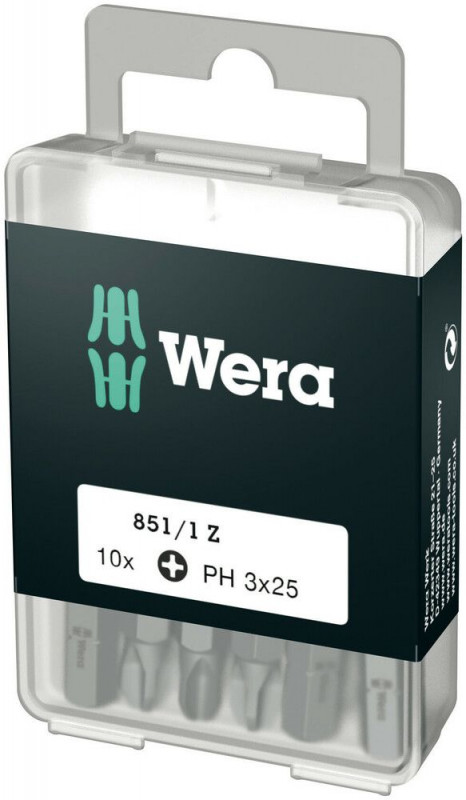 Wera 851/1 Z DIY Bits, PH 3 x 25 mm, 10-teilig - 05072402001