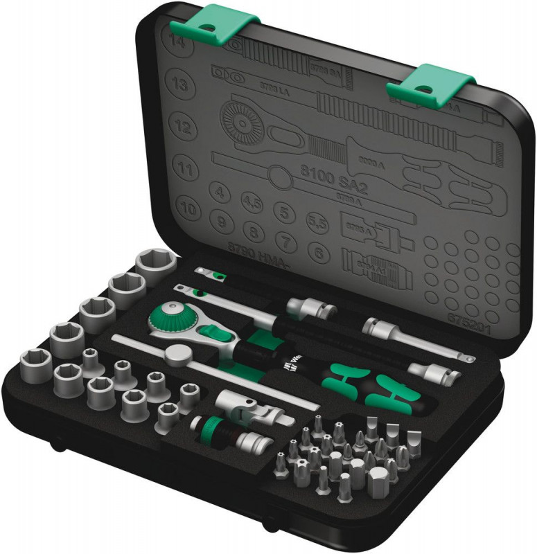 Wera 8100 SA 2 Zyklop Speed-Knarrensatz, 1/4"-Antrieb, metrisch, 42-teilig - 05003533001