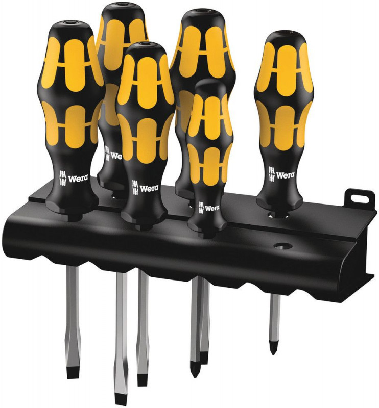 Wera 932 S/6 Schraubendrehersatz Kraftform Wera: Der Schraubmeißel + Rack, 6-teilig - 05018283001