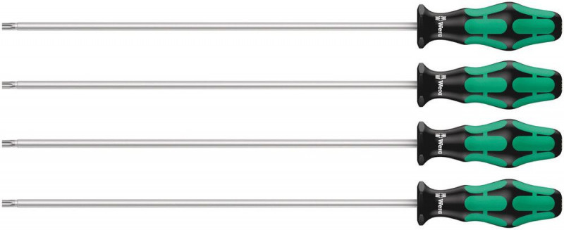 Wera 367/4 TORX® HF Kraftform Plus Schraubendrehersatz mit Haltefunktion mit 300 mm langen Klingen, 4-teilig - 05028074001