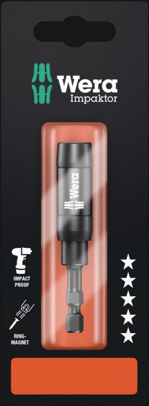 Wera 897/4 IMP R SB Impaktor Halter mit Ringmagnet und Sprengring, 1/4" x 75 mm - 05073990001