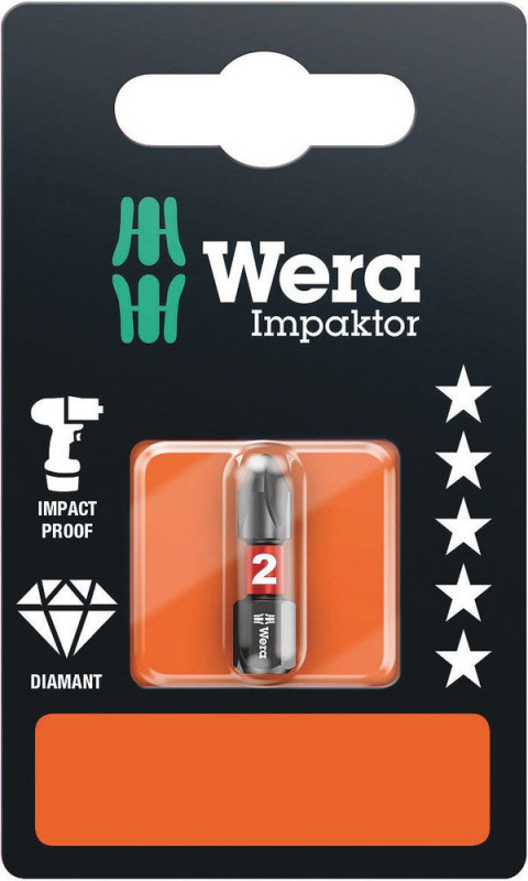 Wera 851/1 IMP DC SB Impaktor Bits, PH 2 x 25 mm - 05073916001