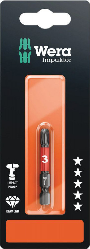 Wera 851/4 IMP DC SB Impaktor Bits, PH 3 x 50 mm - 05073957001