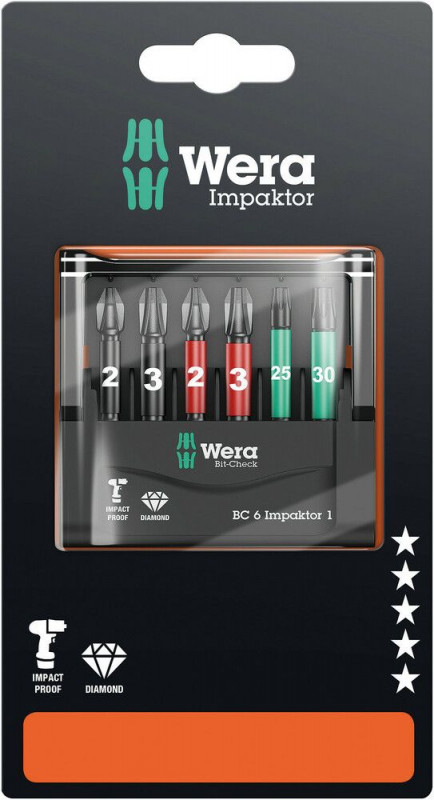 Wera Bit-Check 6 Impaktor 1 SB, 6-teilig - 05073890001