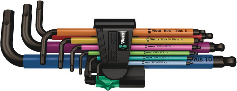 Wera 950/9 Hex-Plus Multicolour 1 SB Winkelschlüsselsatz, metrisch, BlackLaser, 9-teilig - 05073593001