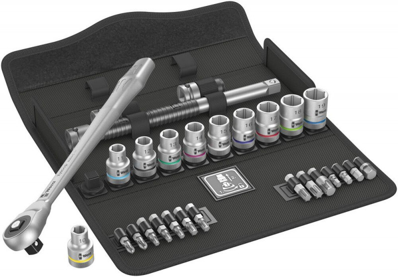 Wera 8100 SC 7 Zyklop Metal-Knarrensatz, Durchsteckvierkant, 1/2"-Antrieb, metrisch, 28-teilig - 05004077001