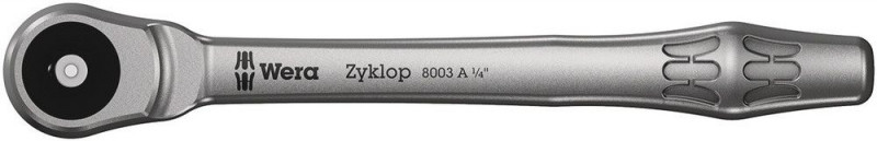 Wera 8003 A Zyklop Metal-Knarre mit Durchsteckvierkant mit 1/4"-Antrieb, 1/4" x 141 mm - 05004003001