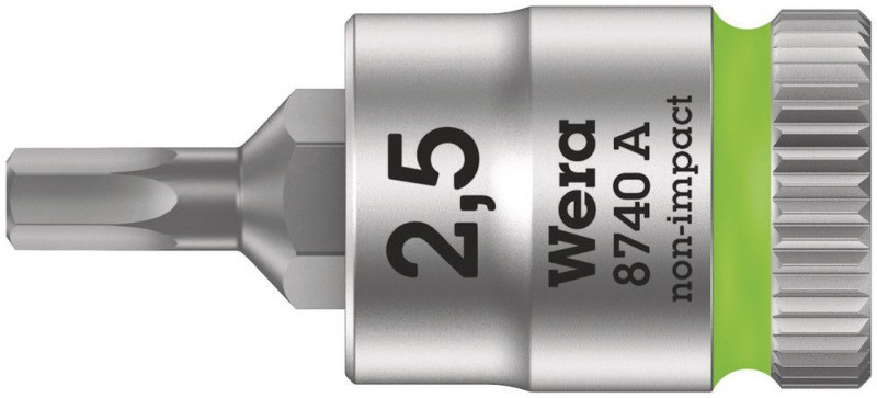 Wera 8740 A Zyklop Bitnuss mit 1/4"-Antrieb, für Innensechskantschrauben, 2,5 x 28 mm - 05003331001