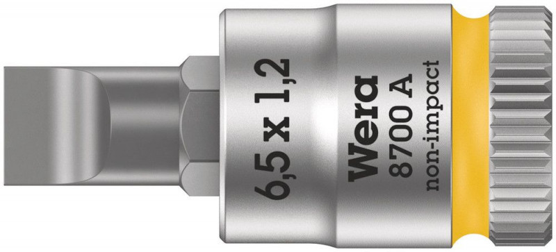 Wera 8700 A FL Schlitzschrauben Zyklop Bitnuss mit 1/4"-Antrieb, 1,2 x 6,5 x 28 mm - 05003322001