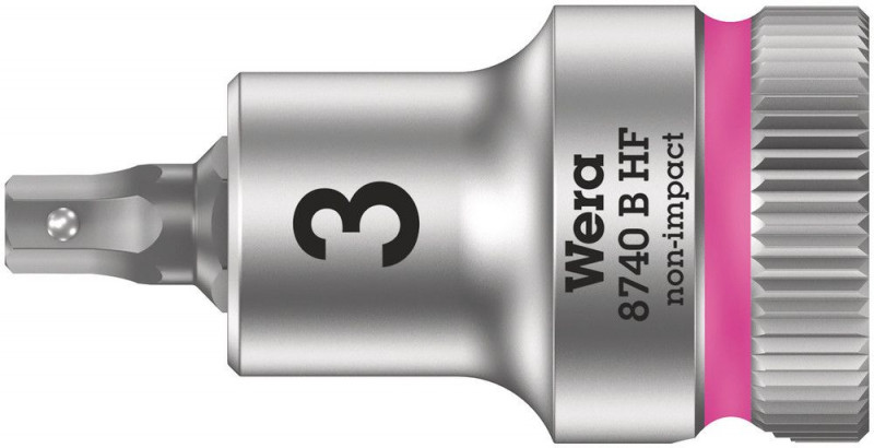 Wera 8740 B HF Zyklop Bitnuss mit 3/8"-Antrieb, mit Haltefunktion für Innensechskantschrauben, 3 x 35 mm - 05003030001