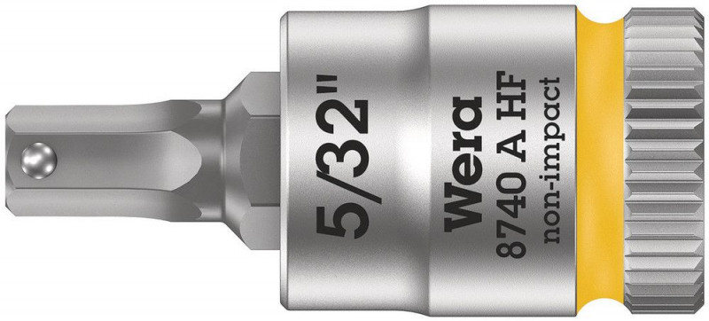 Wera 8740 A HF Zyklop Bitnuss mit 1/4"-Antrieb, mit Haltefunktion für Innensechskantschrauben, 5/32" x 28 mm - 05003385001