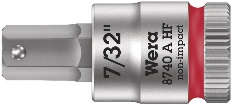 Wera 8740 A HF Zyklop Bitnuss mit 1/4"-Antrieb, mit Haltefunktion für Innensechskantschrauben, 7/32" x 28 mm - 05003387001