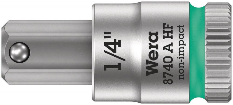 Wera 8740 A HF Zyklop Bitnuss mit 1/4"-Antrieb, mit Haltefunktion für Innensechskantschrauben, 1/4" x 28 mm - 05003388001