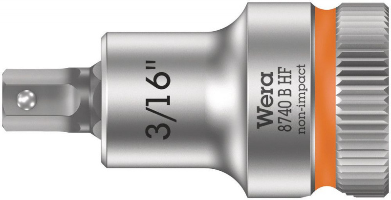 Wera 8740 B HF Zyklop Bitnuss mit 3/8"-Antrieb, mit Haltefunktion für Innensechskantschrauben, 3/16" x 35 mm - 05003085001