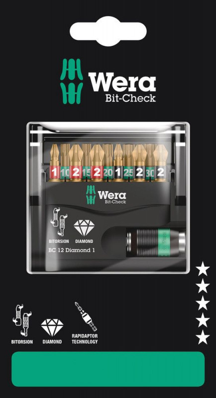Wera Bit-Check 12 Diamond 1 SB, 12-teilig - 05136392001