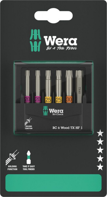 Wera Bit-Check 6 Wood TX HF 1 SB, 6-teilig - 05073639001