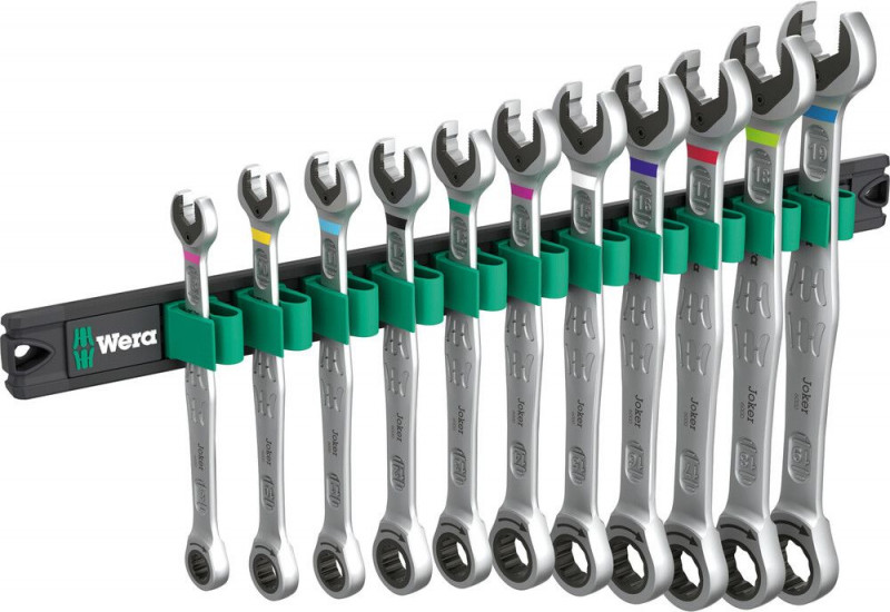 Wera 9630 Magnetleiste 6000 Joker 1 Maul-Ringratschenschlüssel-Satz, 11-teilig - 05020014001