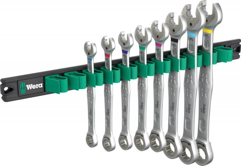 Wera 9632 Magnetleiste 6000 Joker Imperial 1 Maul-Ringratschenschlüssel-Satz, 8-teilig - 05020016001