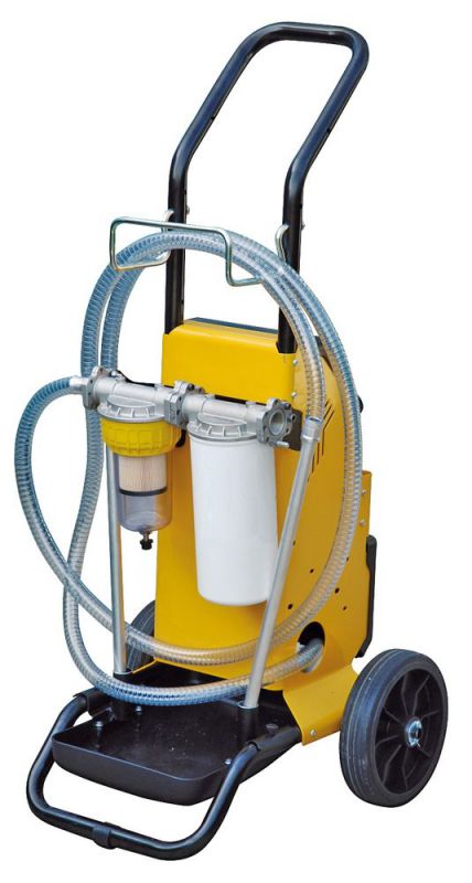 ZUWA Filtroll für Diesel und Öle , 230 V; Fahrbares Filteraggregat mit Ausgießrohr - 120658