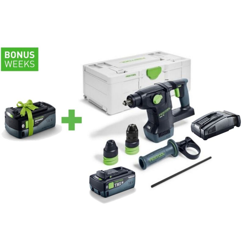 FESTOOL Akku-Kombihammer KHC 18 EB-Basic + Tabless Akkupack BP 18 TBX 8 ASI + SCA 16 - 577447_F