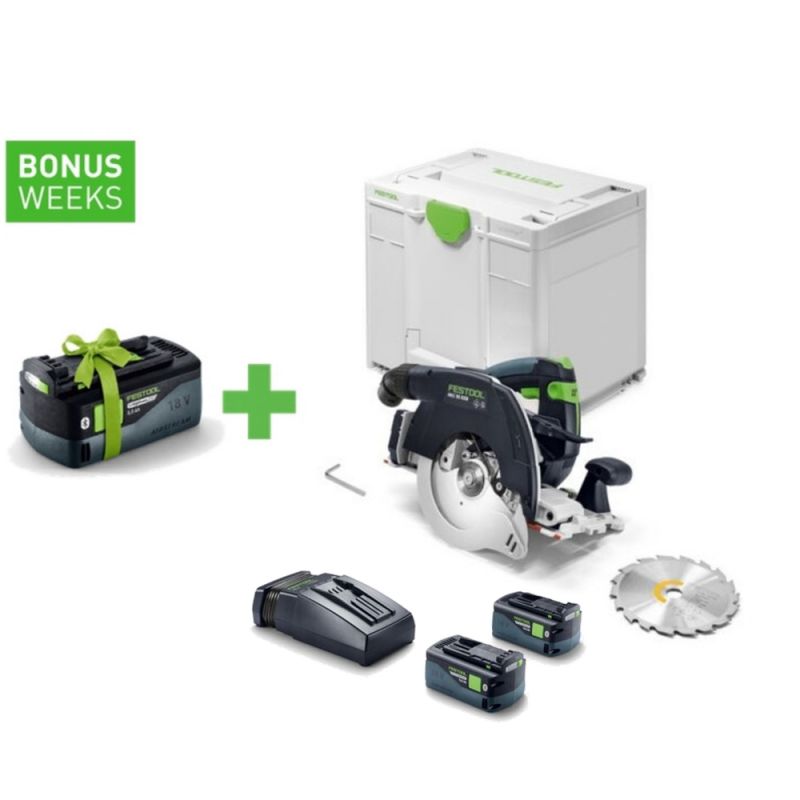 FESTOOL Akku-Handkreissäge HKC 55 KEB-Basic + Energie-Set 18V 2xHP5,0/TCL6 - 578302_F